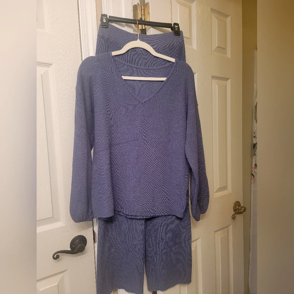 Cozy Blue Knit PJ/Lounge Set - Picture 1 of 6